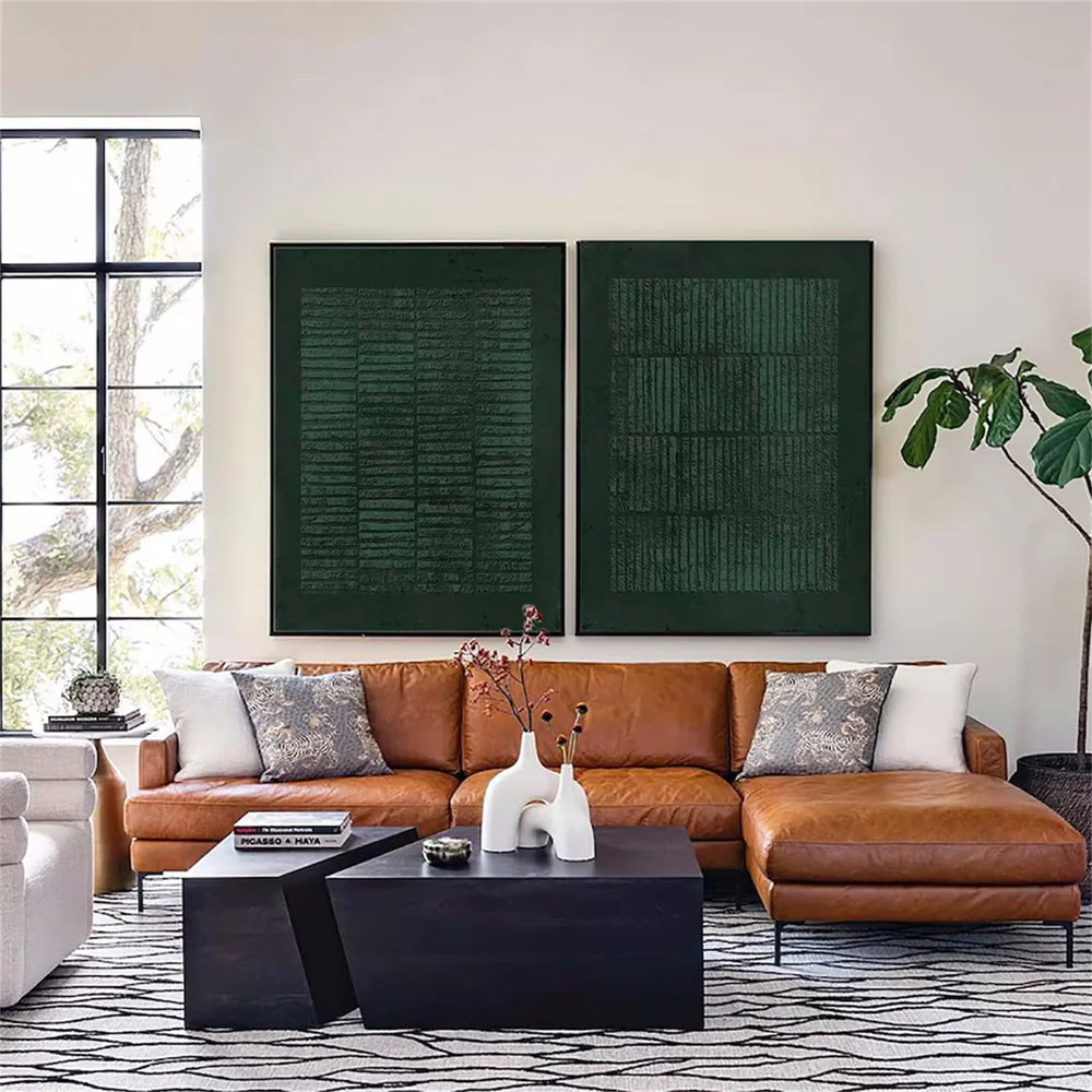 Green Minimalist Textured Wall Art Set of 2 #MT040