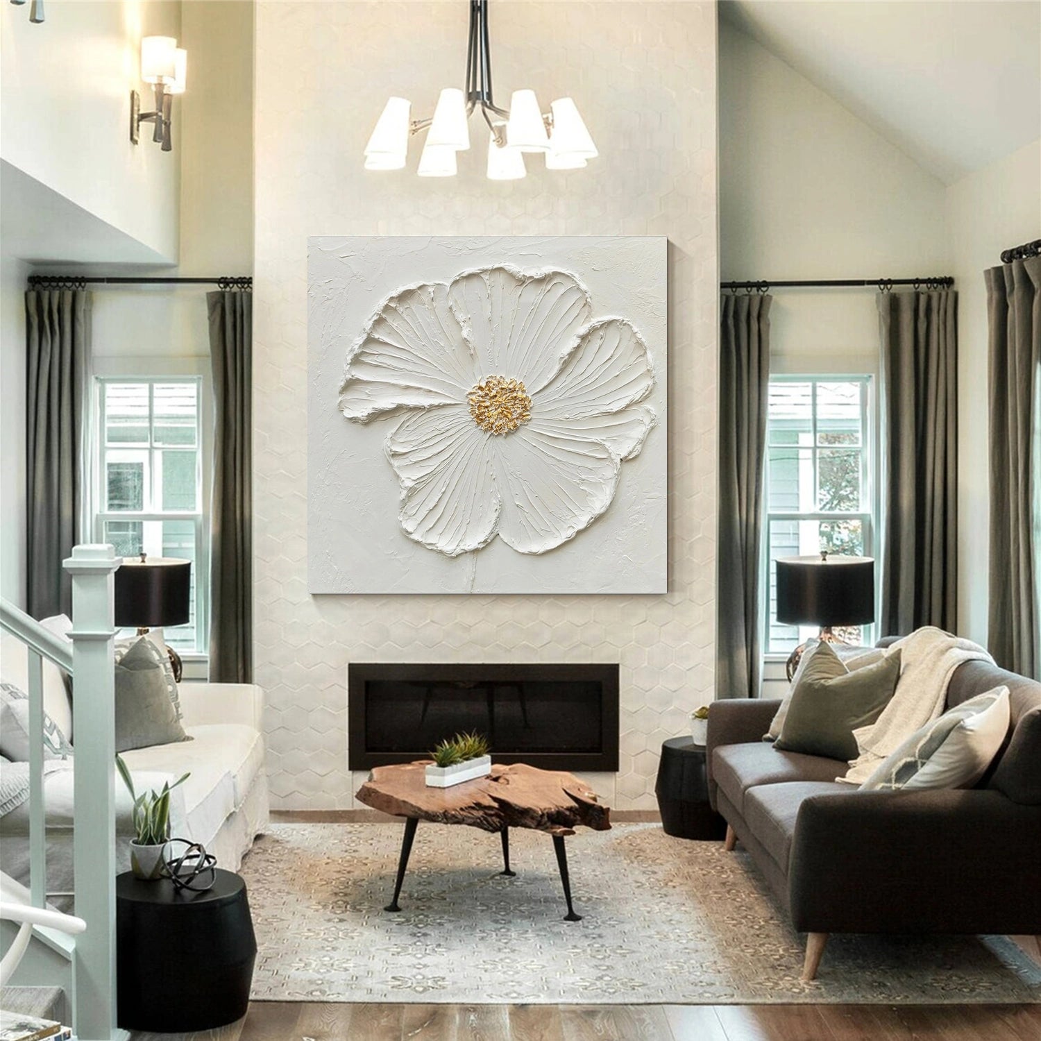 Flower & Tree Textured Abstract Wall Art #SF044