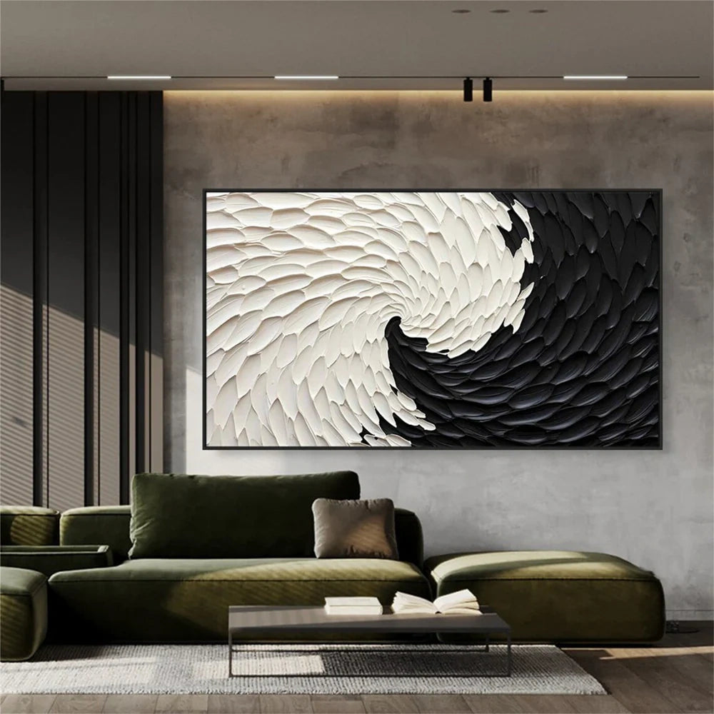 Black and White Minimalist Textured Wall Art #MT102
