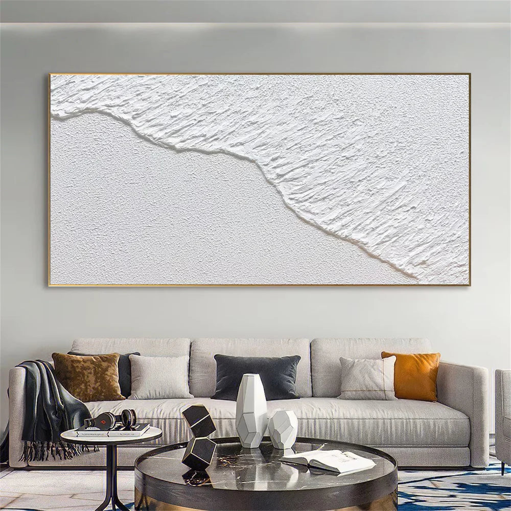 White Minimalist Textured Wall Art #MT026