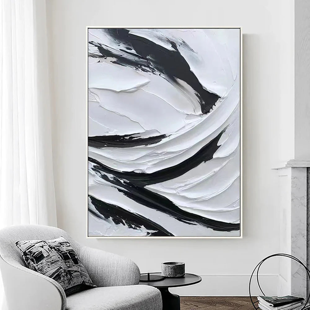 Black and White Minimalist Textured Wall Art #MT101