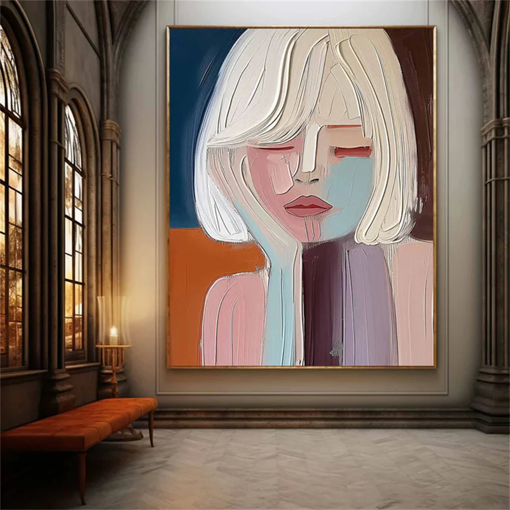Abstract Portrait Textured Wall Art #PB002