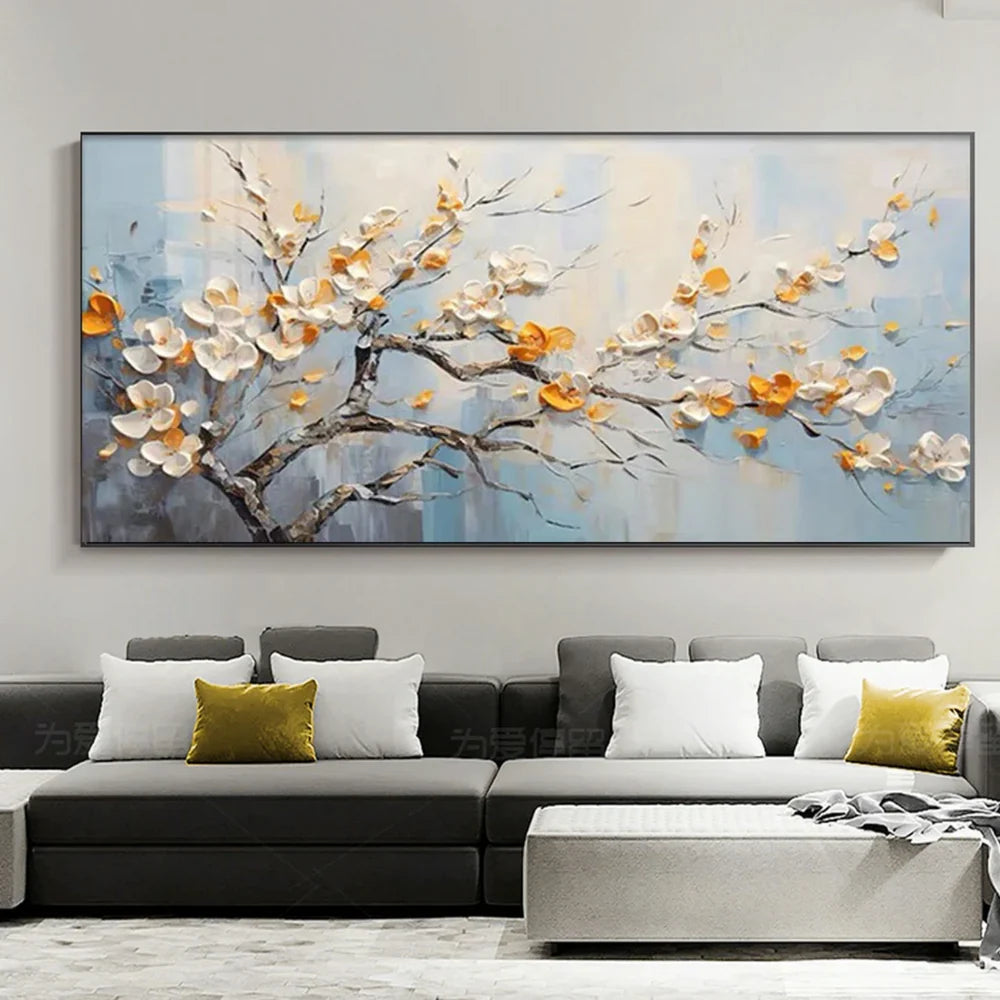 Flower & Tree Textured Abstract Wall Art #SF011