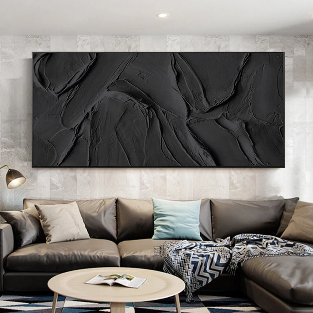 Black Minimalist Textured Wall Art #MT012
