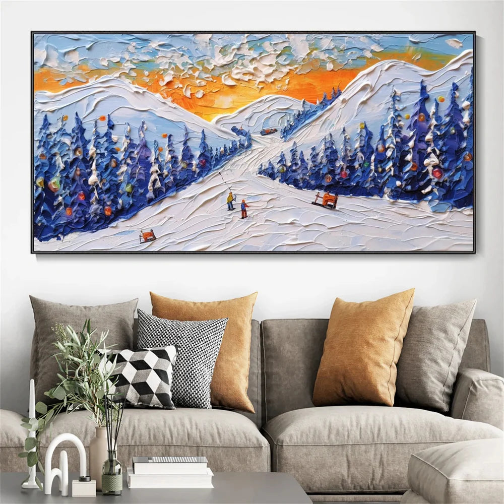 Skiing Sport Art Textured Canvas #PT037