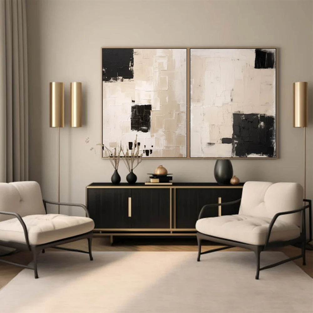 Beige and Brown Abstract Textured Wall Art Set Of 2 #AT103