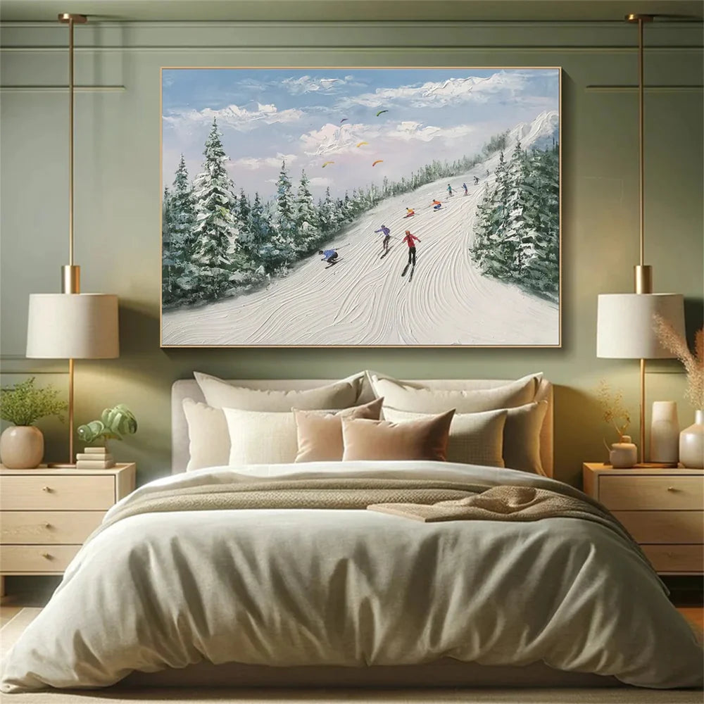 Skiing Sport Art Textured Canvas #PT003