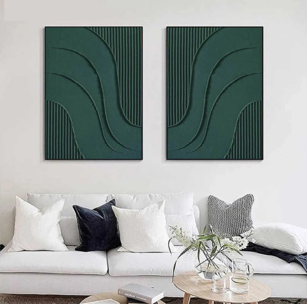 Green Minimalist Textured Wall Art Set of 2 #MT039