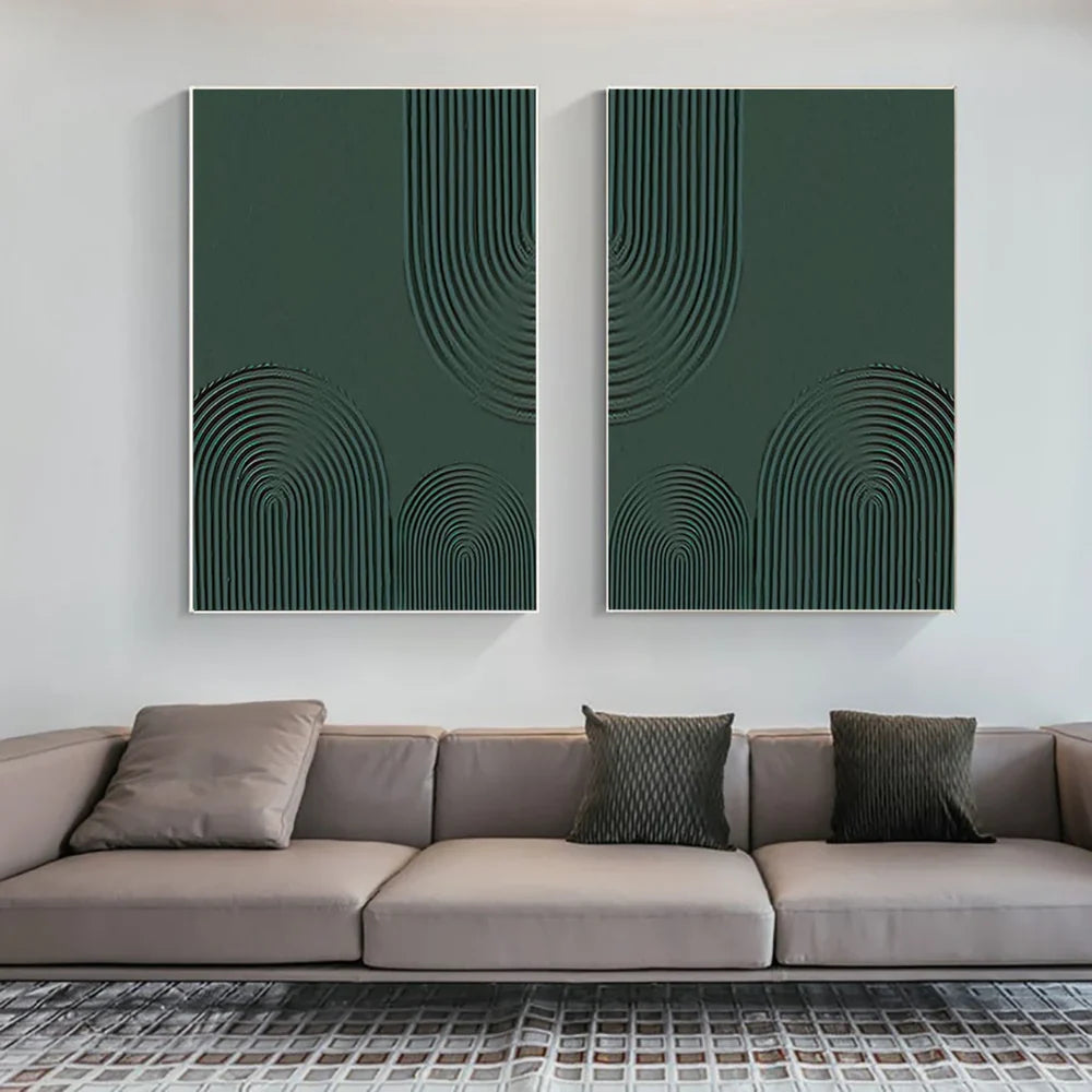 Green Minimalist Textured Wall Art Set of 2 #MT062