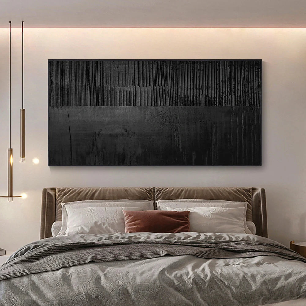 Black Minimalist Textured Wall Art #MT011
