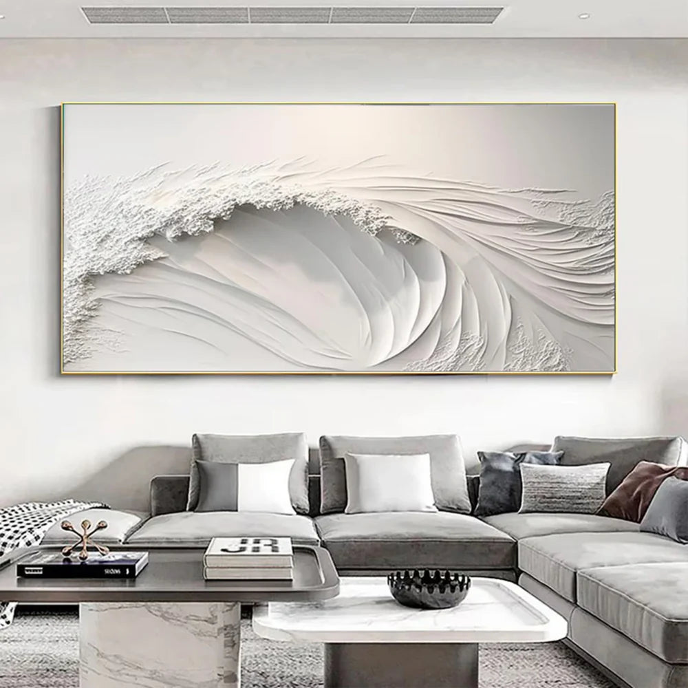 White Minimalist Textured Wall Art #MT008