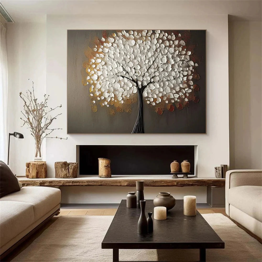 Flower & Tree Textured Abstract Wall Art #SF018