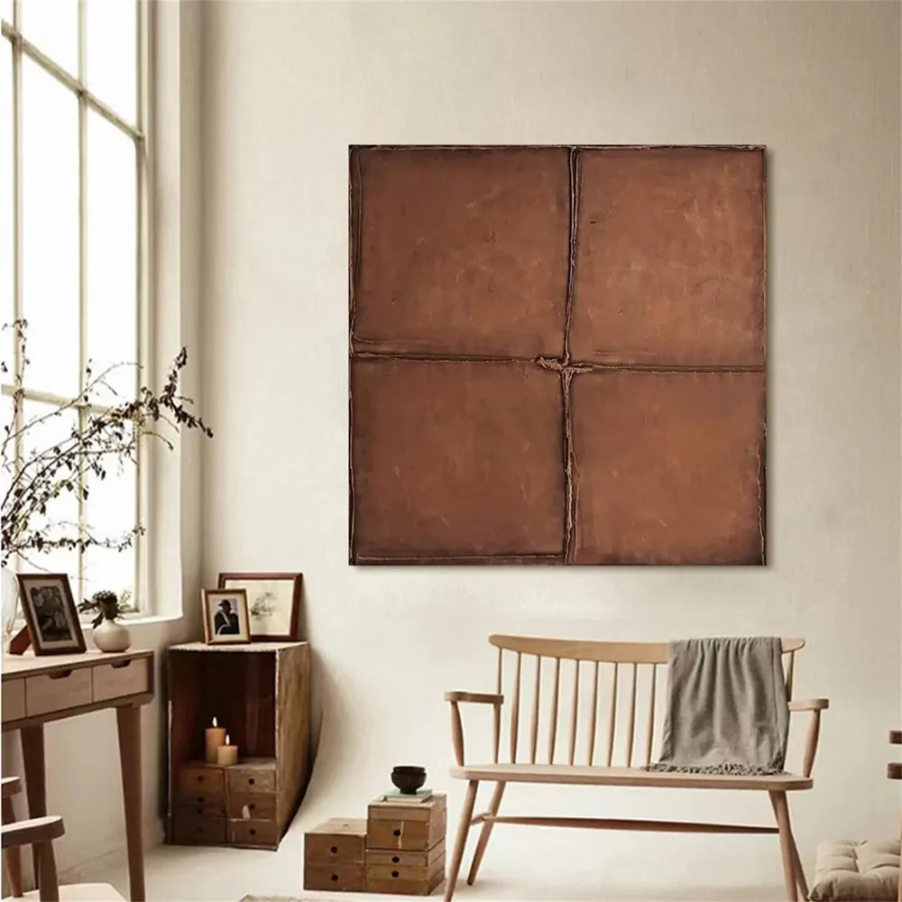 Beige and Brown Abstract Texture Wall Art #AT040