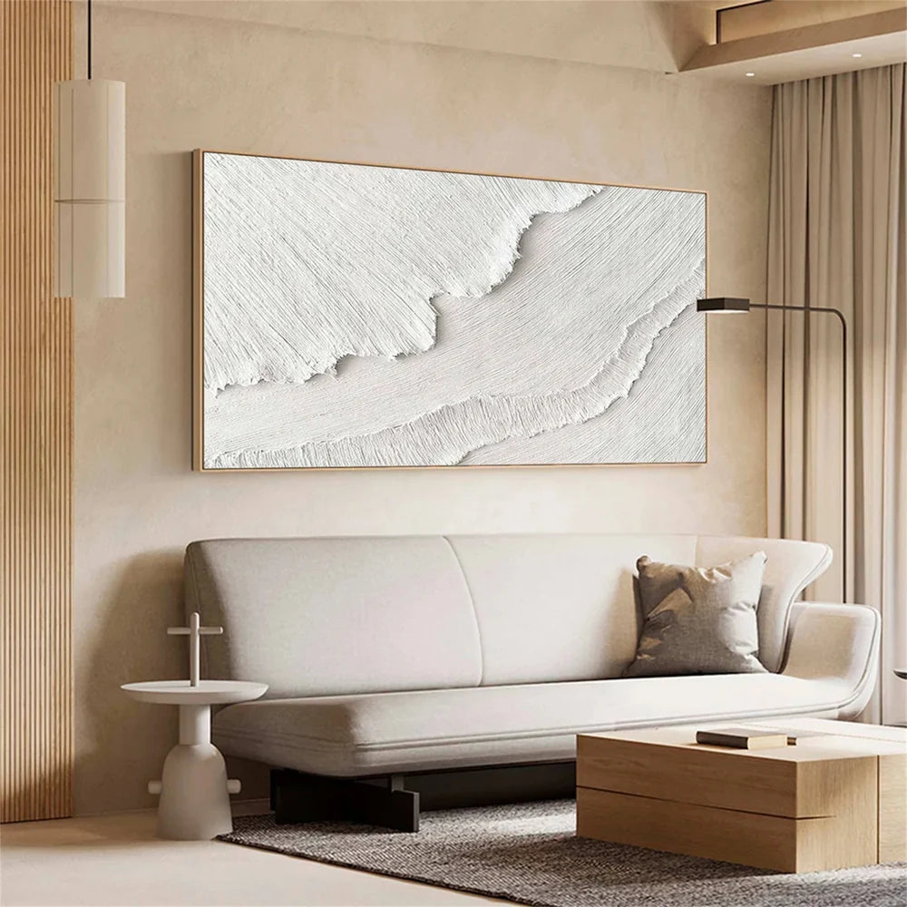 White Minimalist Textured Wall Art #MT120