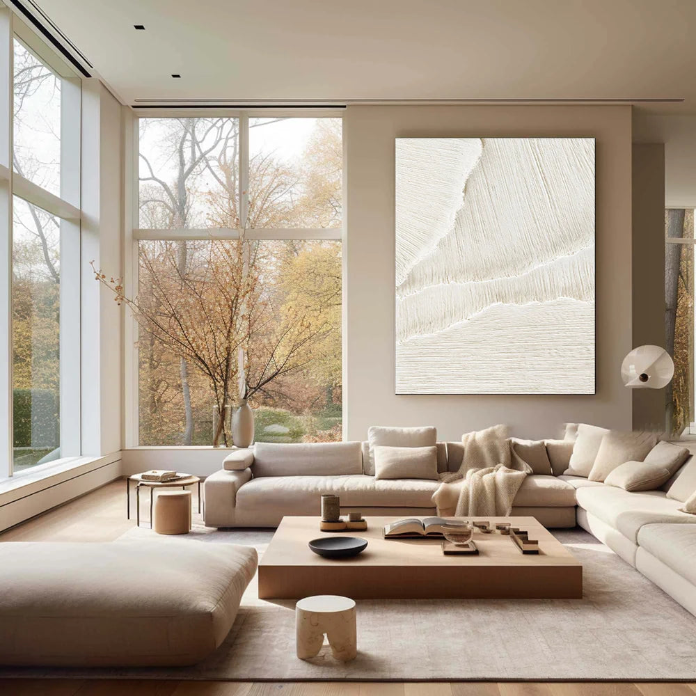 White Minimalist Textured Wall Art #MT056