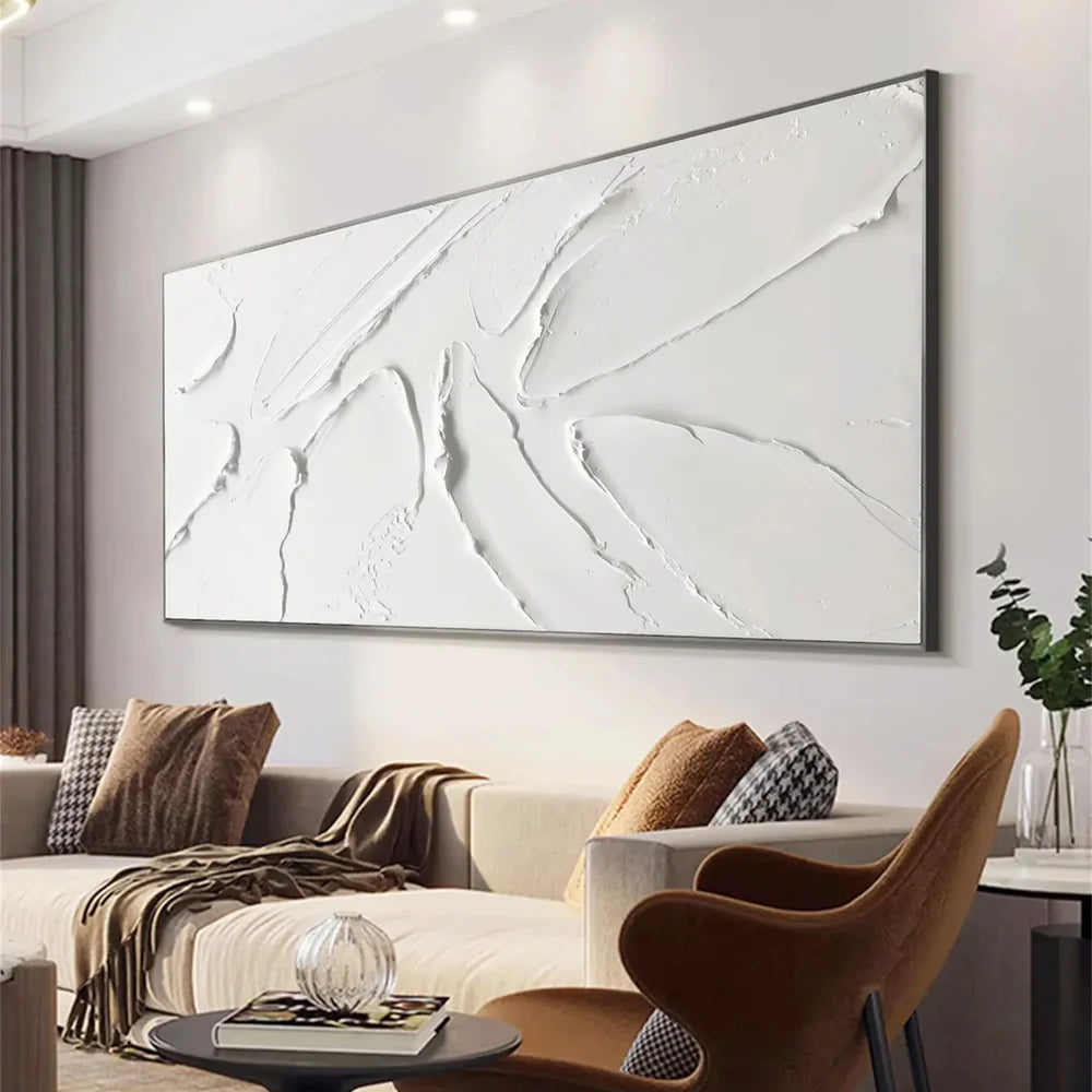 White Minimalist Textured Wall Art #MT127