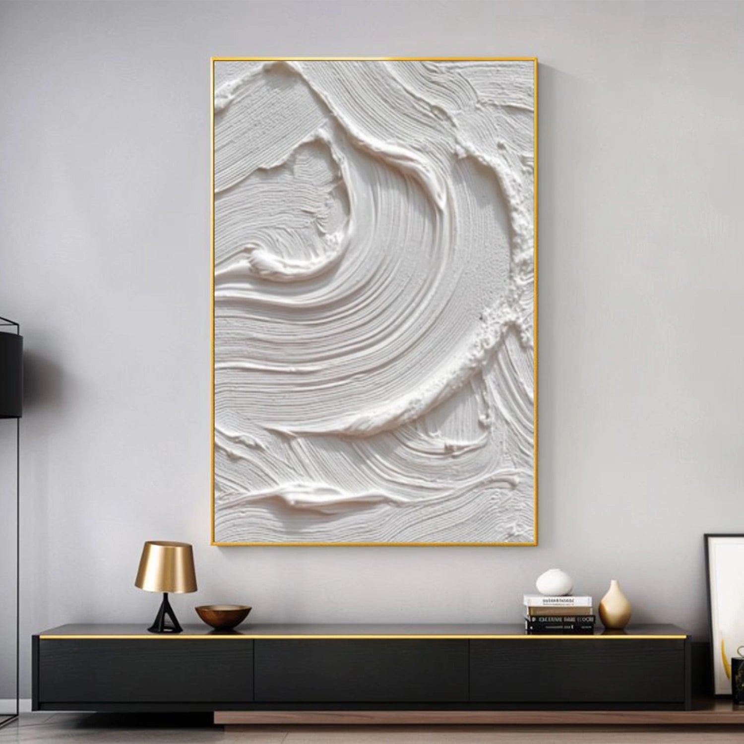 White Minimalist Textured Wall Art #MT150