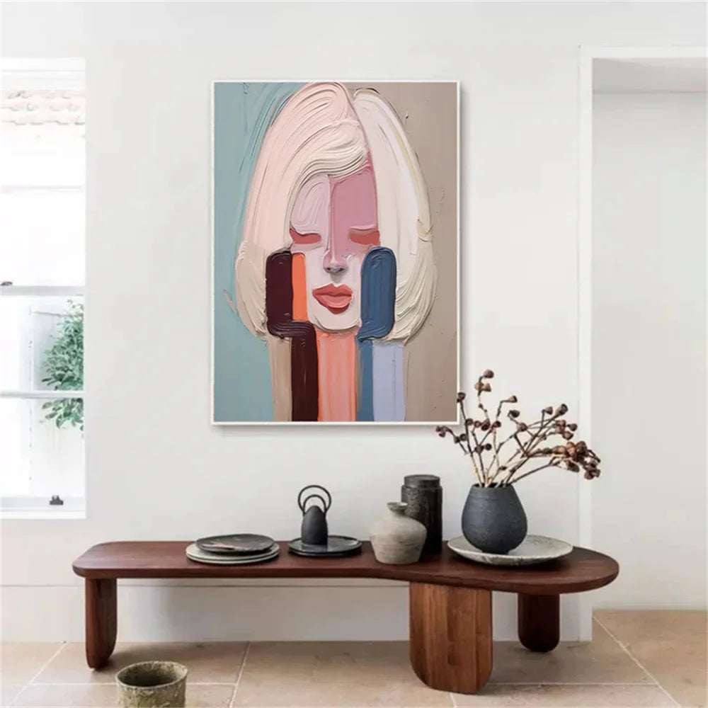 Abstract Portrait Textured Wall Art #PB014