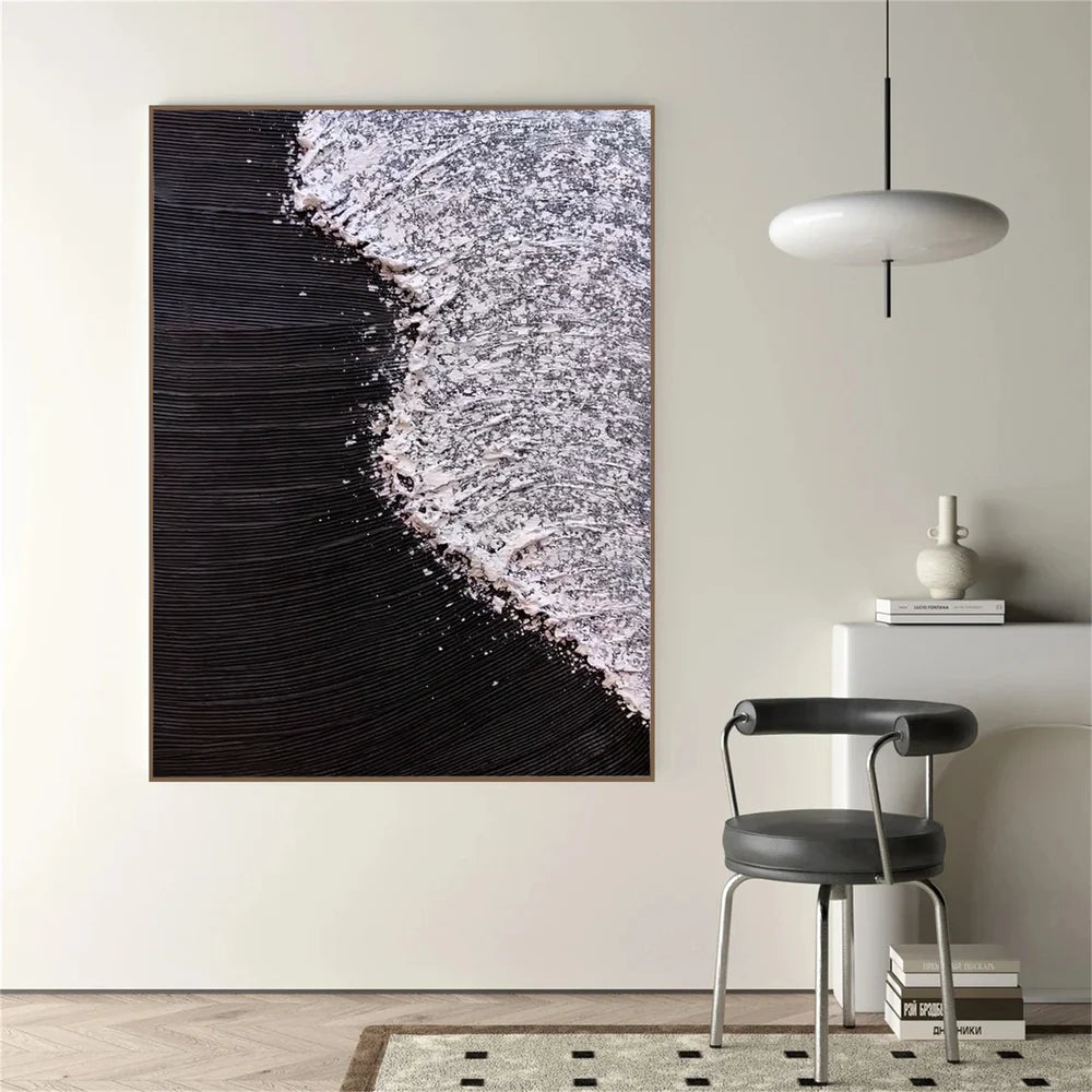Black and White Minimalist Textured Wall Art #MT112