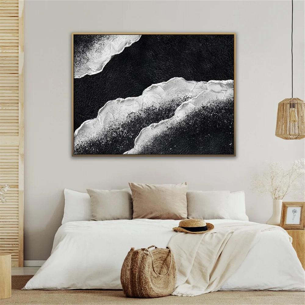 Black and White Minimalist Textured Wall Art #MT070
