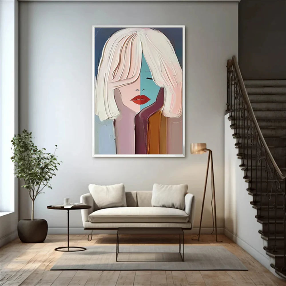 Abstract Portrait Textured Wall Art #PB003