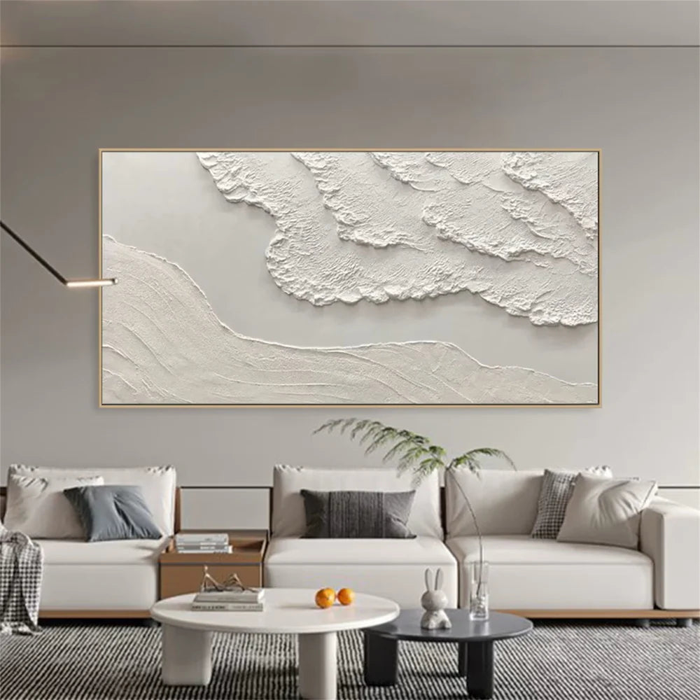 White Minimalist Textured Wall Art #MT072
