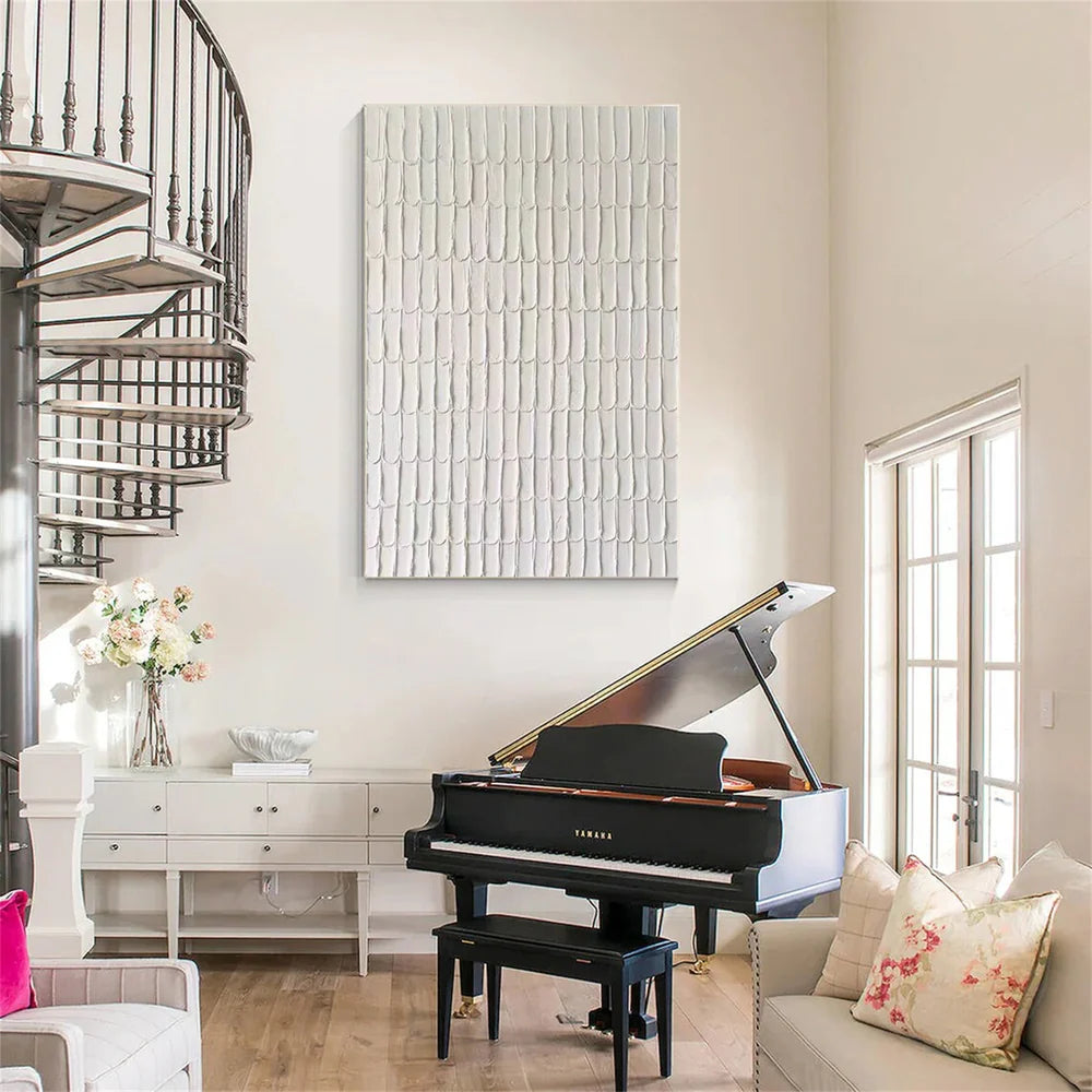 White Minimalist Textured Wall Art #MT007