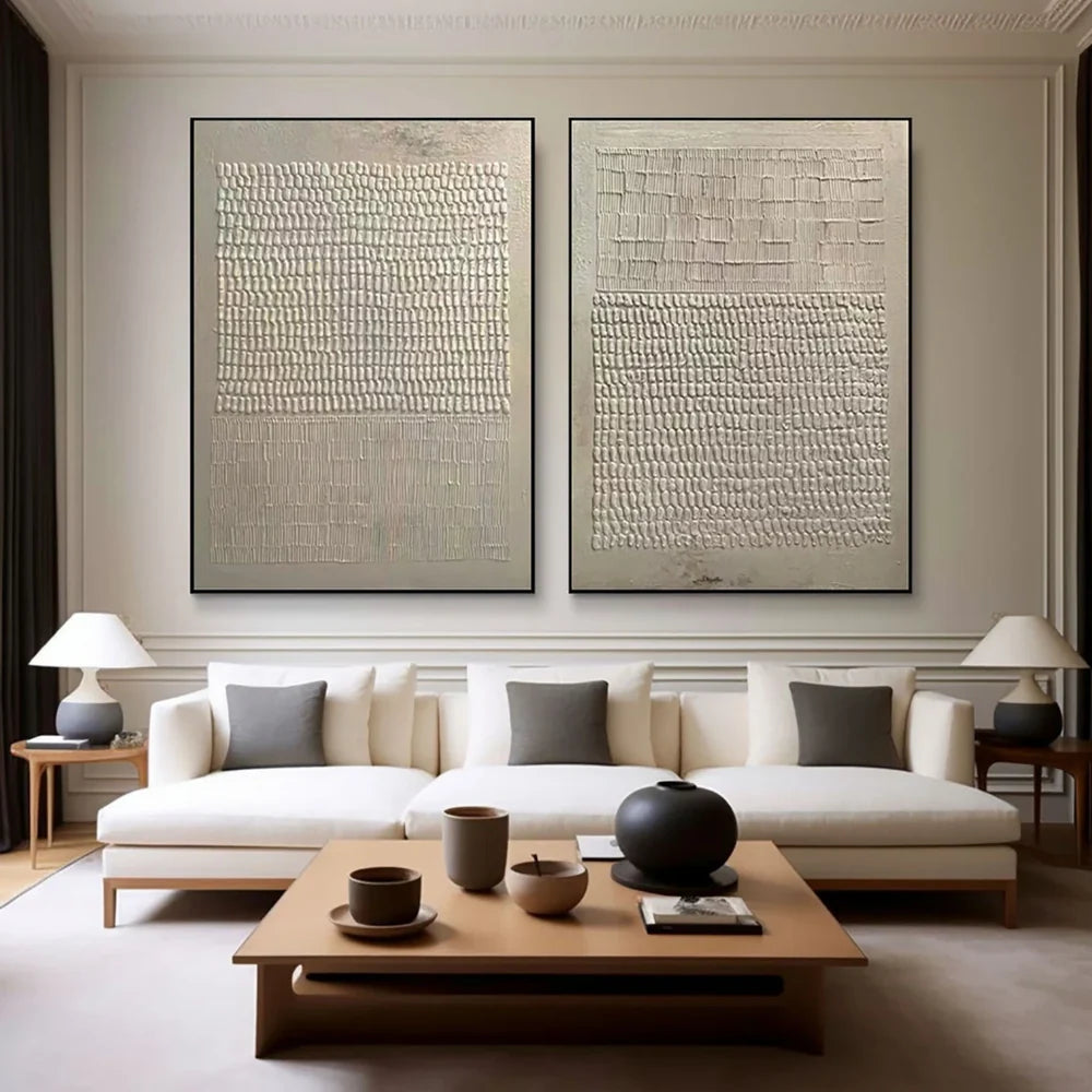 Beige and Brown Abstract Textured Wall Art Set Of 2 #AT083