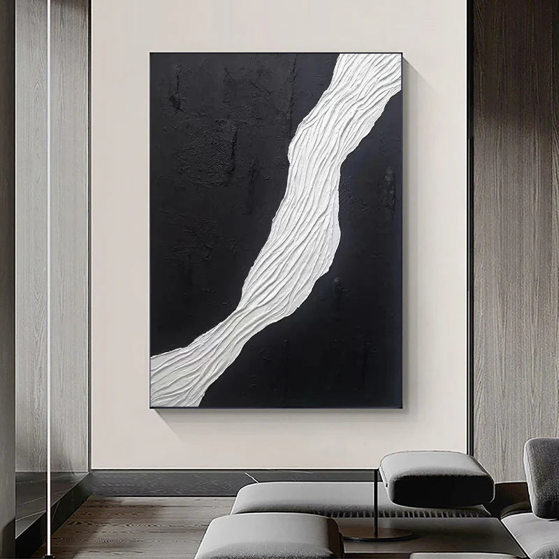 Black and White Minimalist Textured Wall Art #MT033