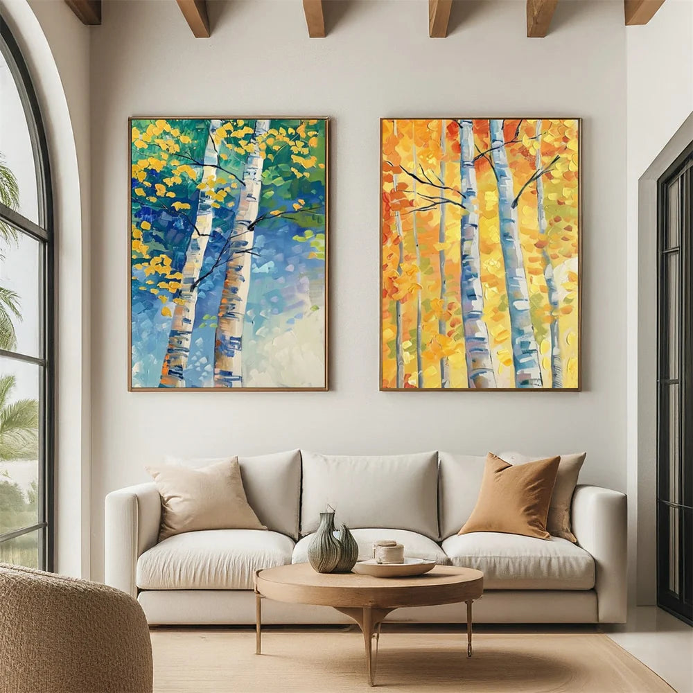 Flower & Tree Abstract Wall Art Set of 2 #SF041