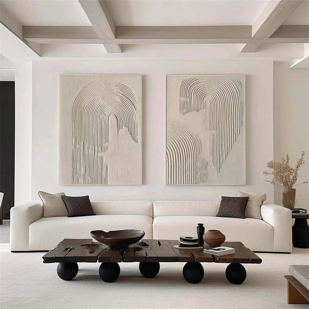 Beige and Brown Abstract Textured Wall Art Set Of 2 #AT038
