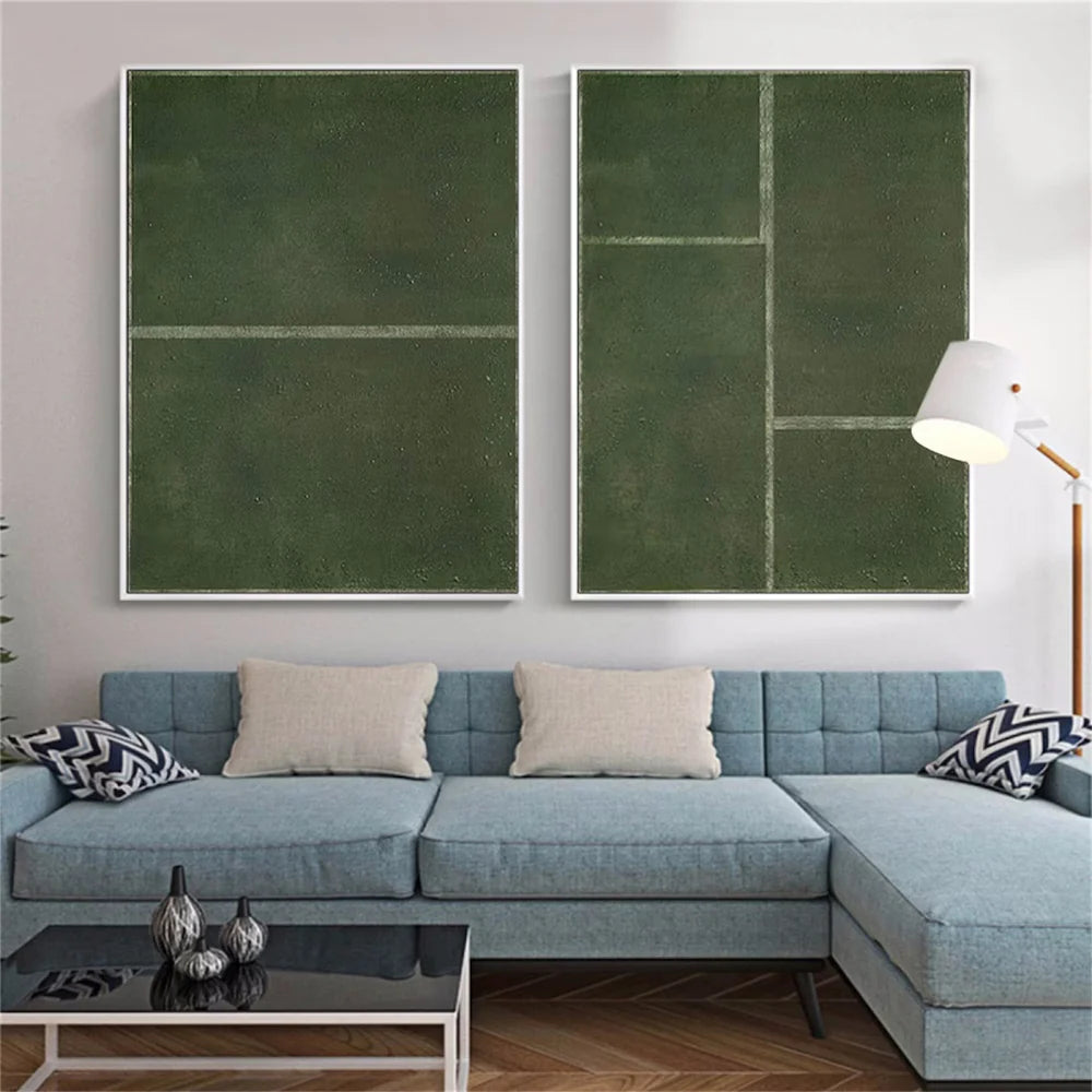 Green Minimalist Textured Wall Art Set of 2 #MT050