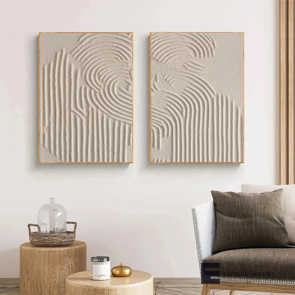 Beige and Brown Abstract Textured Wall Art Set Of 2 #AT014