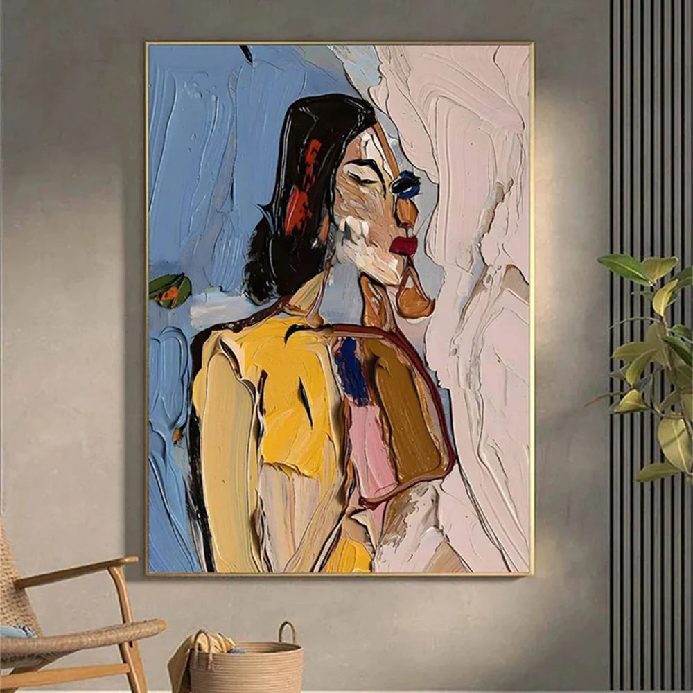 Abstract Portrait Textured Wall Art #PB016