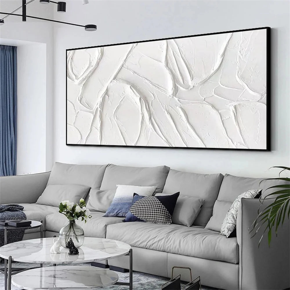 White Minimalist Textured Wall Art #MT060