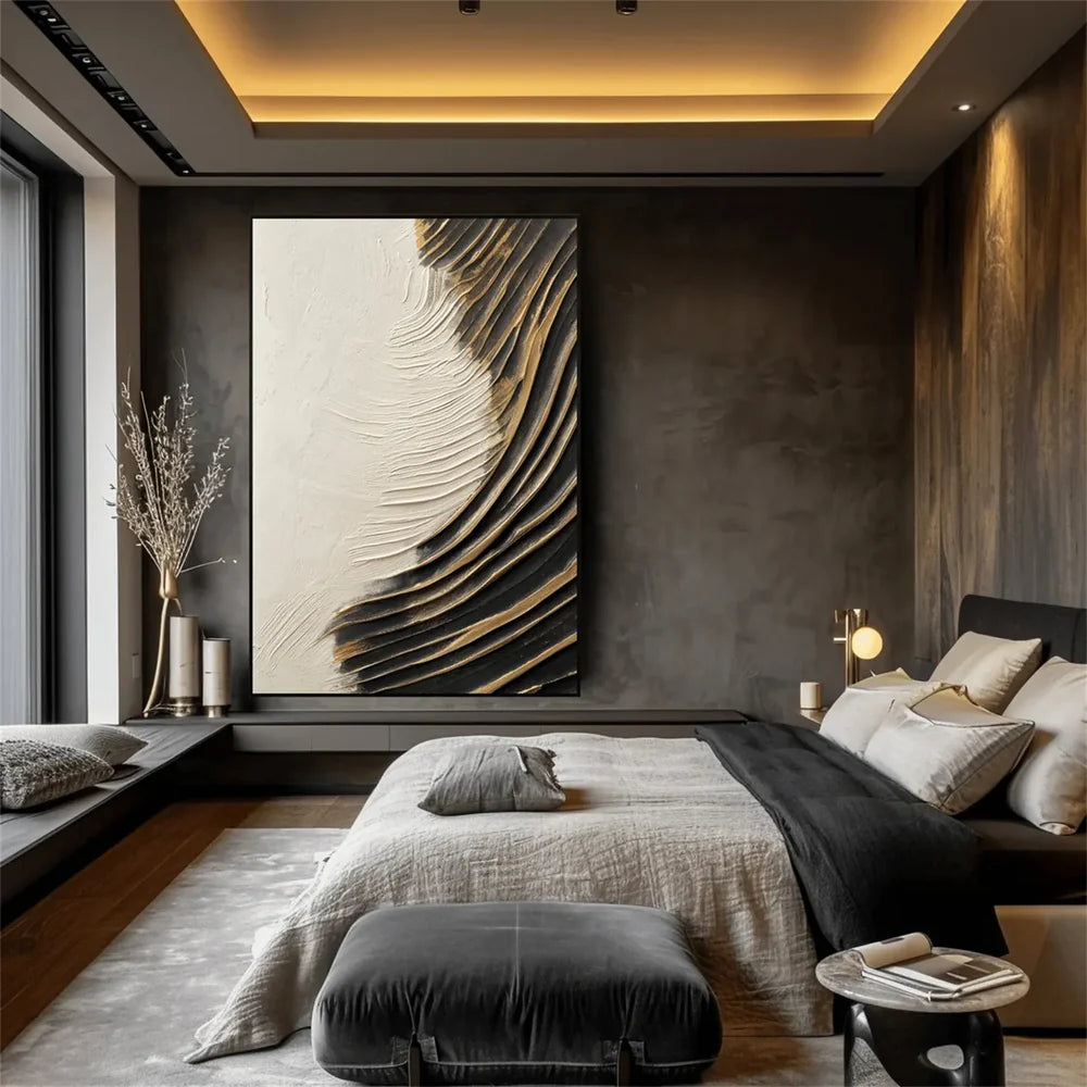 Black and White Minimalist Textured Wall Art #MT111