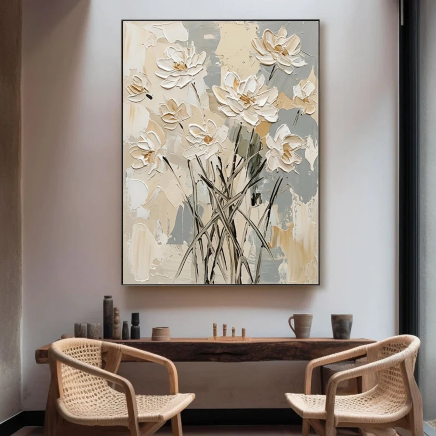 Flower & Tree Textured Abstract Wall Art #SF057