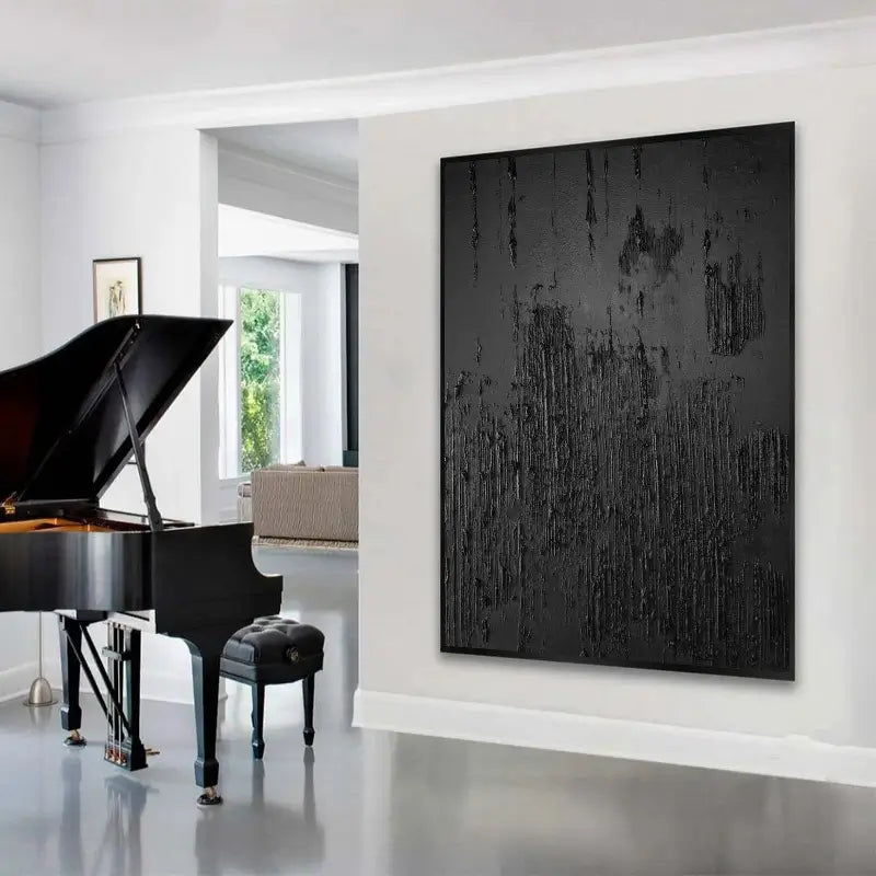 Black Minimalist Textured Wall Art #MT052