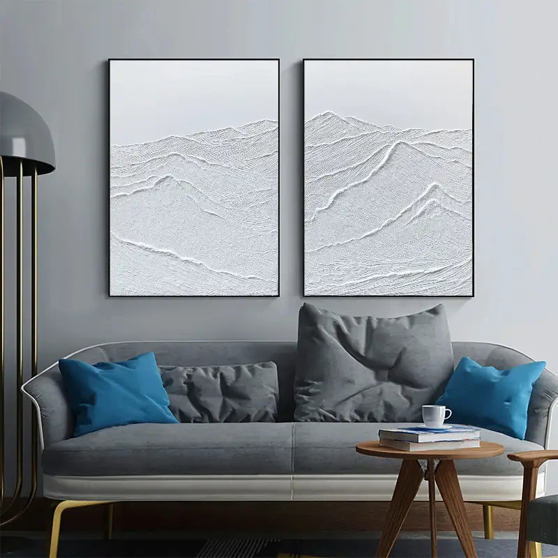 White Minimalist Textured Wall Art Set of 2 #MT042