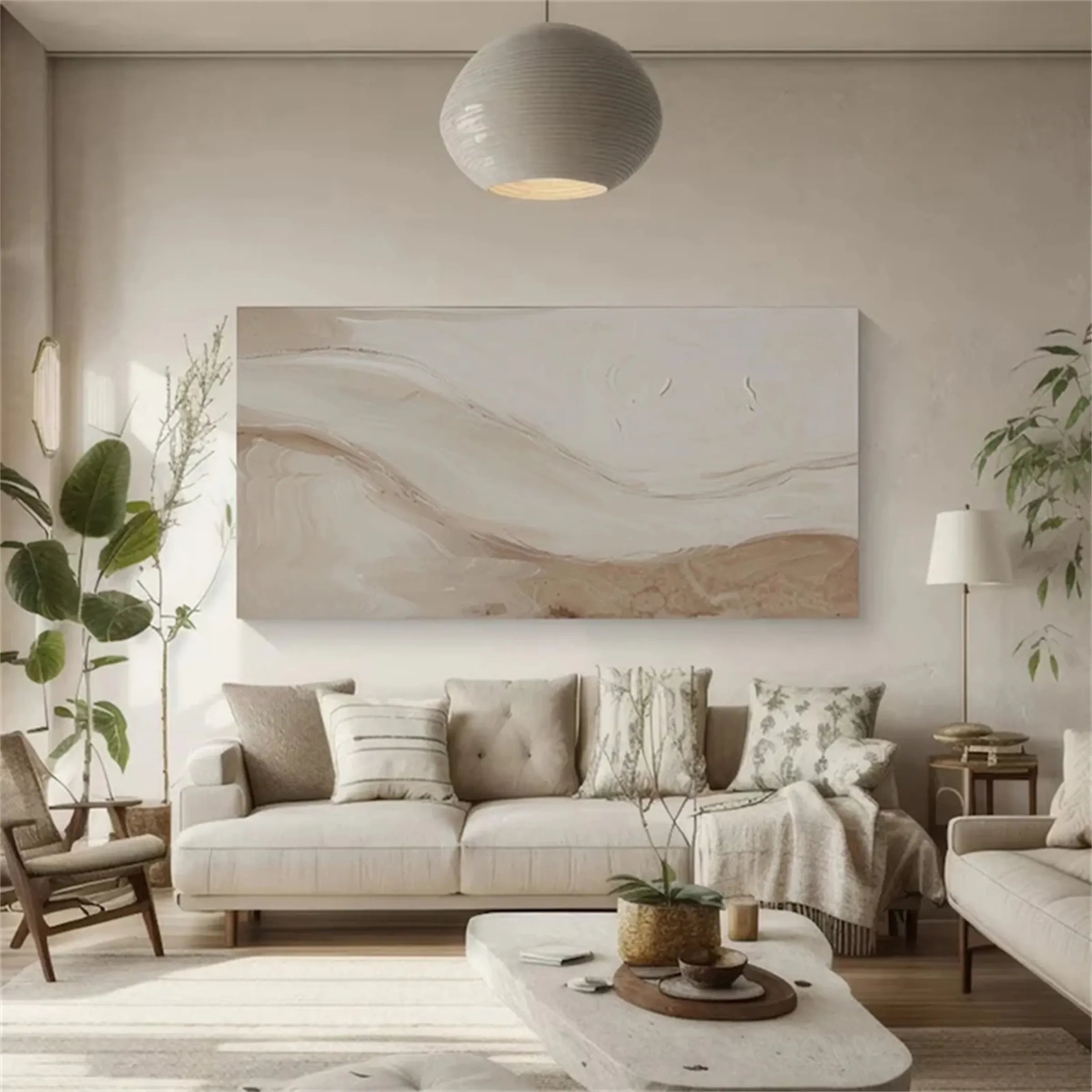 Beige and Brown Abstract Wall Art #AT004