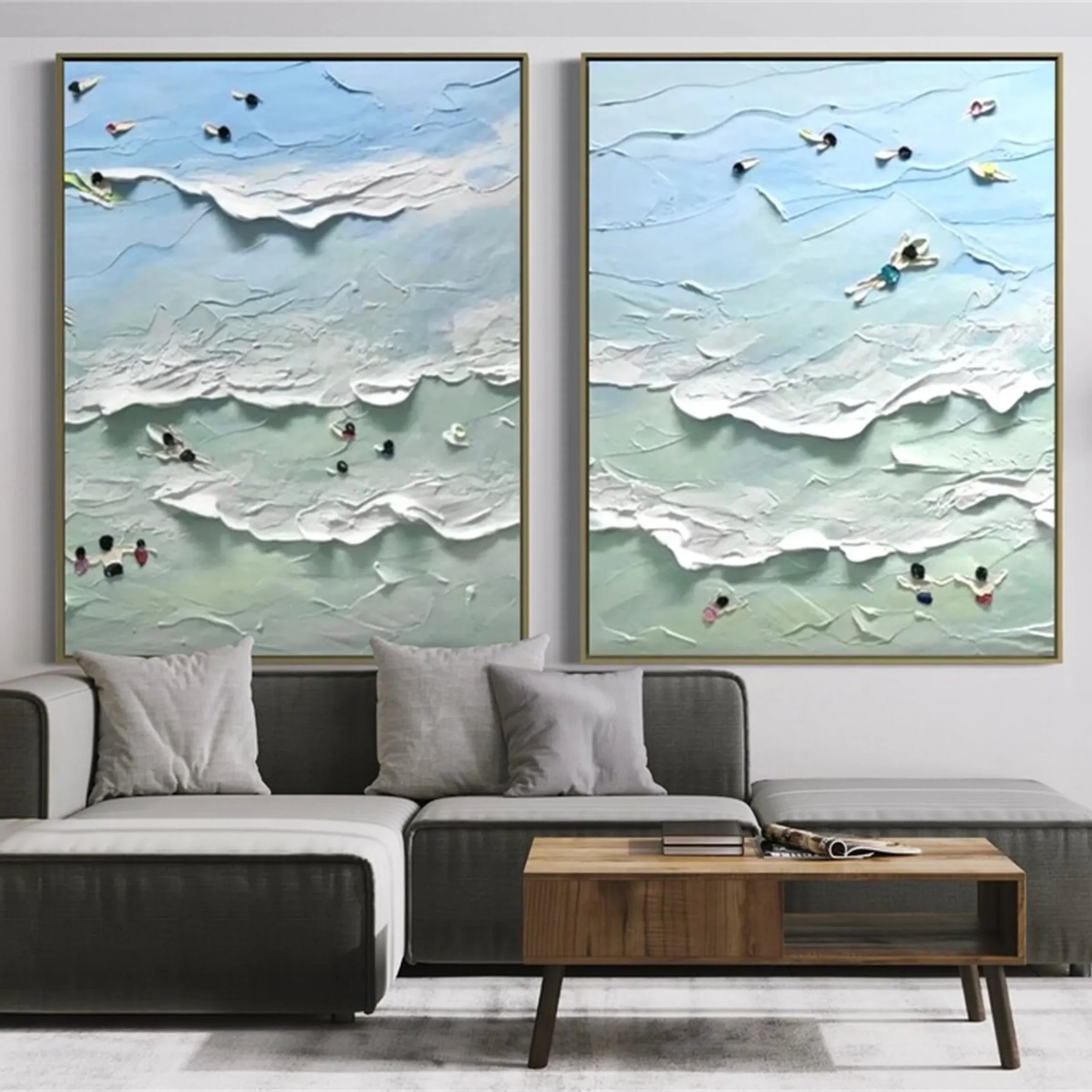 Swimming Sport Art Textured Canvas Set of 2 #PT027