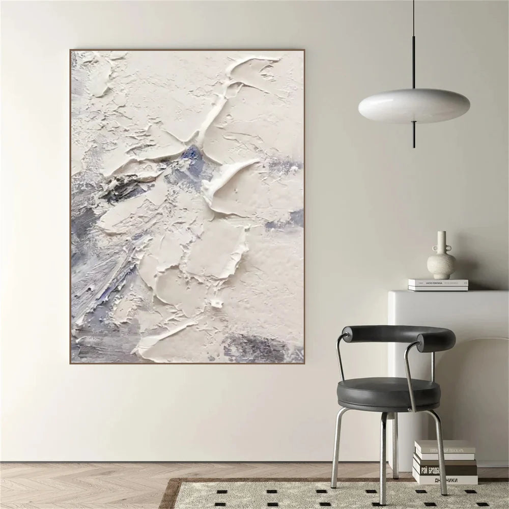 White Minimalist Textured Wall Art #MT009