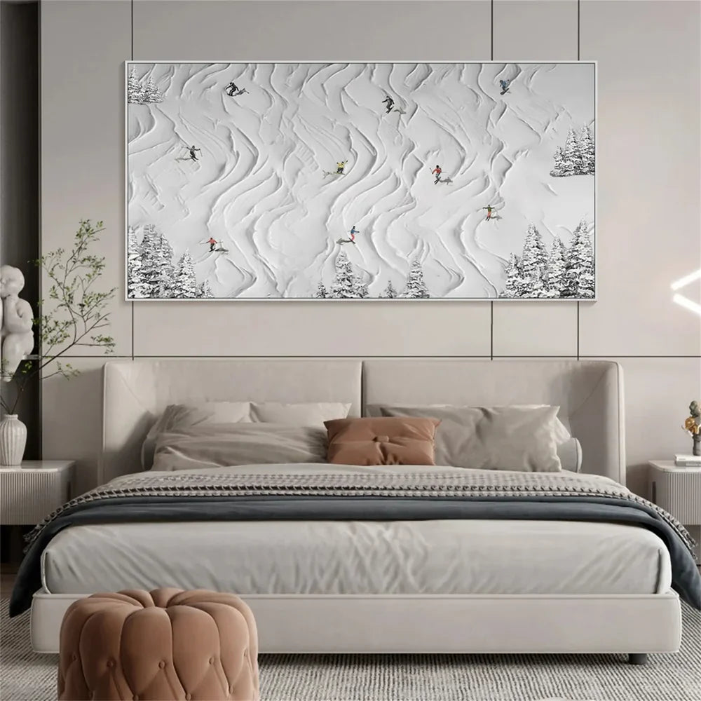 Skiing Sport Art Textured Canvas #PT002