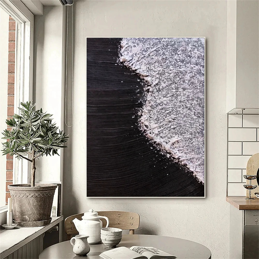 Black and White Minimalist Textured Wall Art #MT112