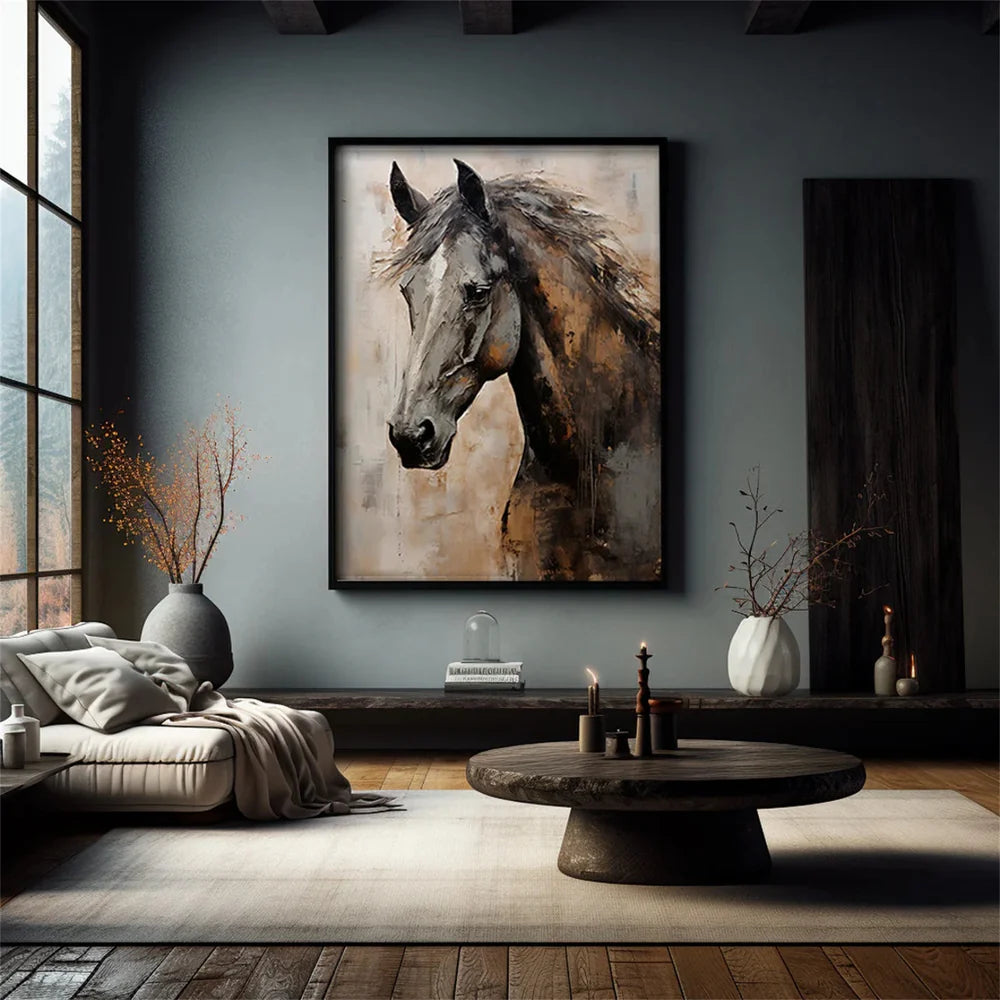 Abstract Horse Animal Textured Wall Art #DL002