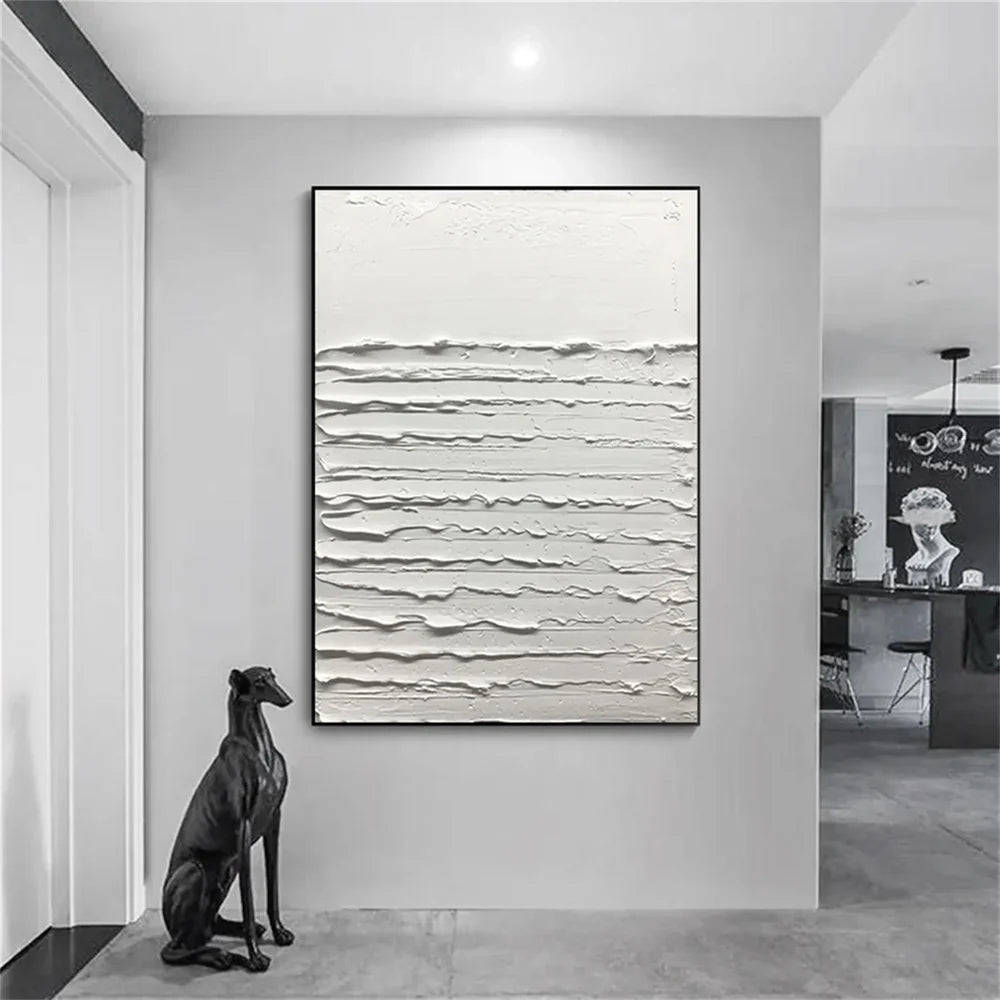 White Minimalist Textured Wall Art #MT096