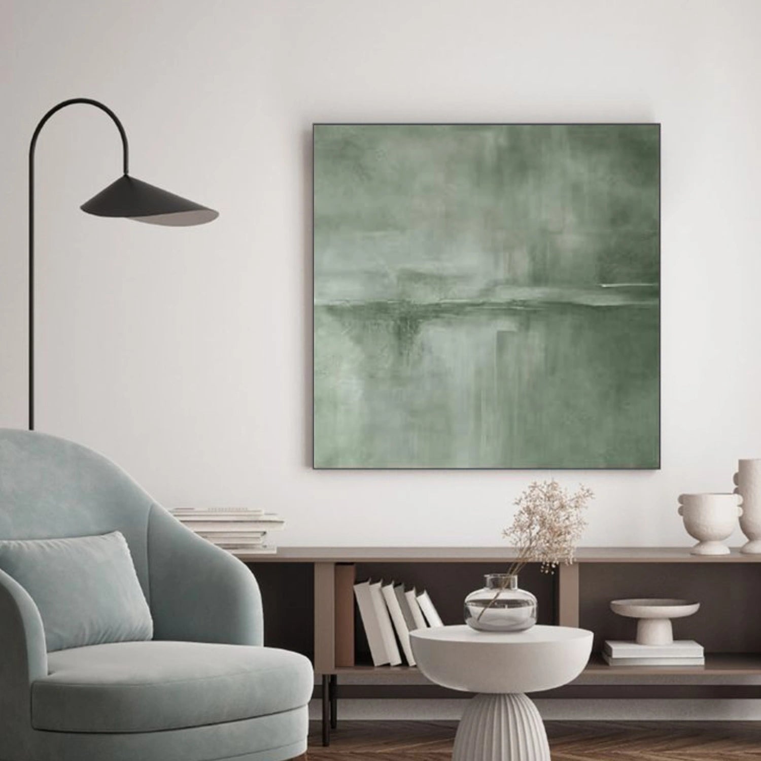 Green Wabi Sabi Abstract Wall Art #WT063