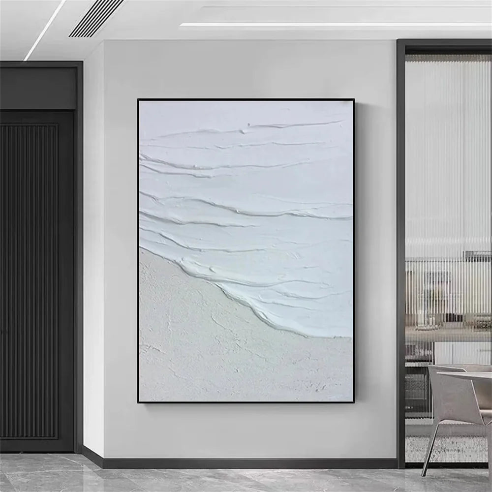 White Minimalist Textured Wall Art #MT116