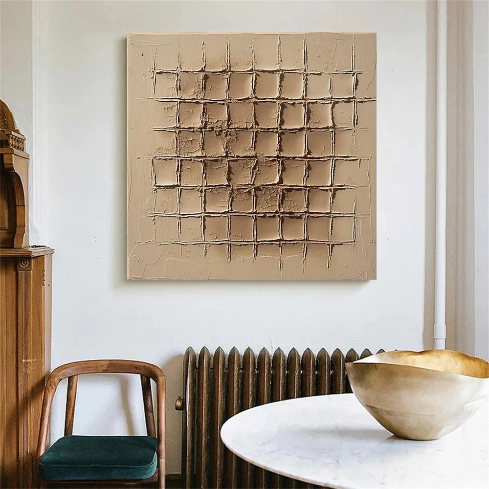 Beige and Brown Abstract Texture Wall Art #AT013