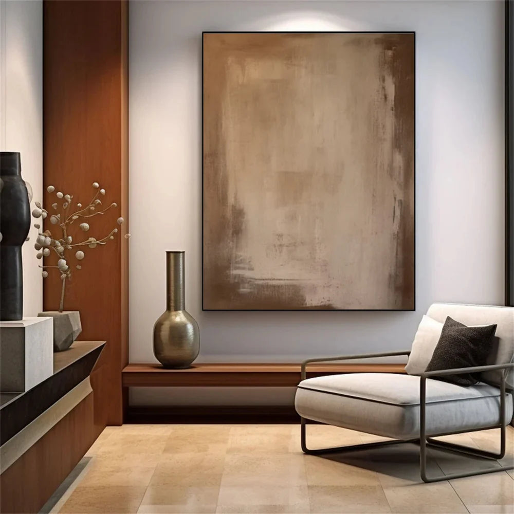 Beige and Brown Abstract Wall Art #AT110